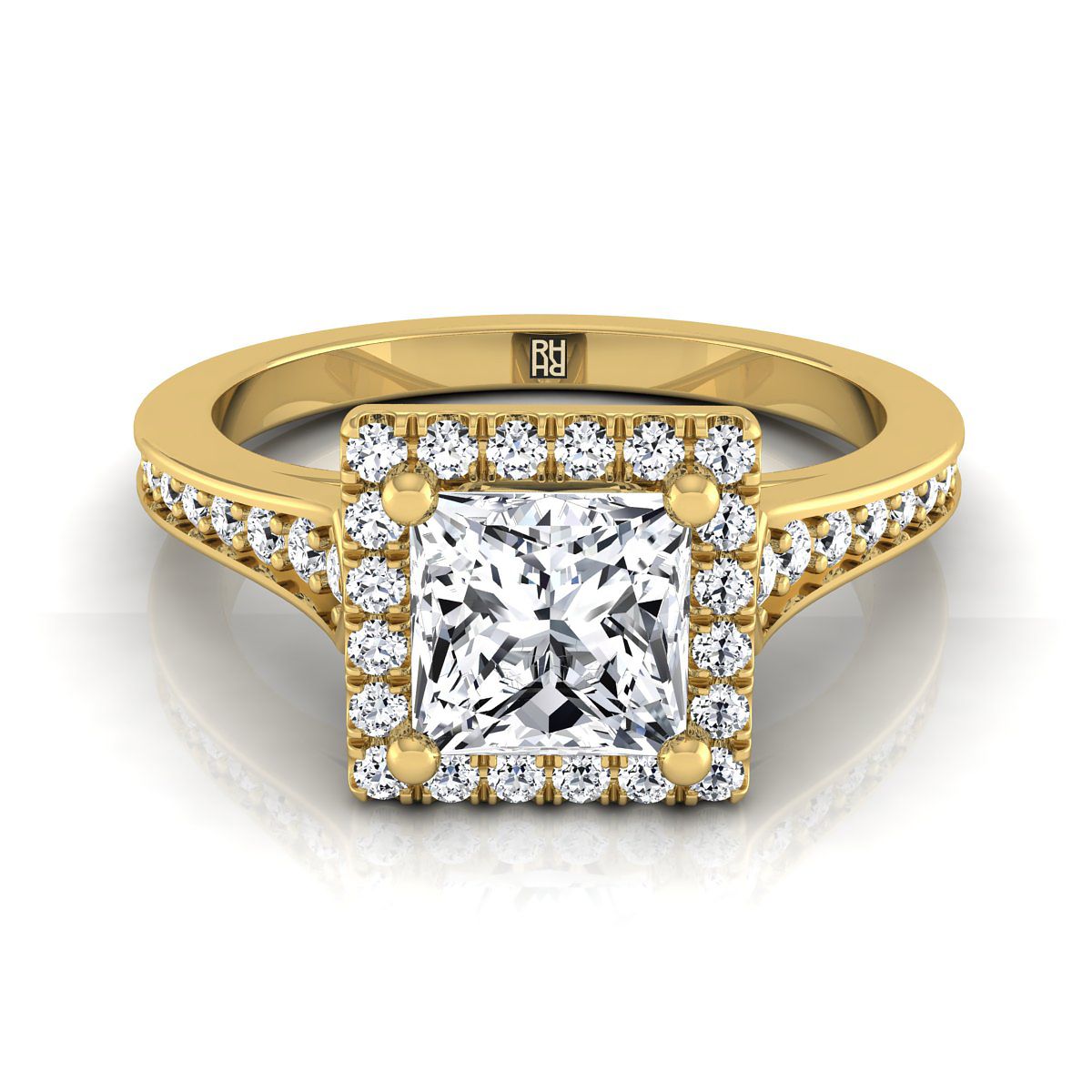 Genesis Select Halo Princess Cut Lab Diamond Engagement Ring in 18K Yellow Gold | RockHer