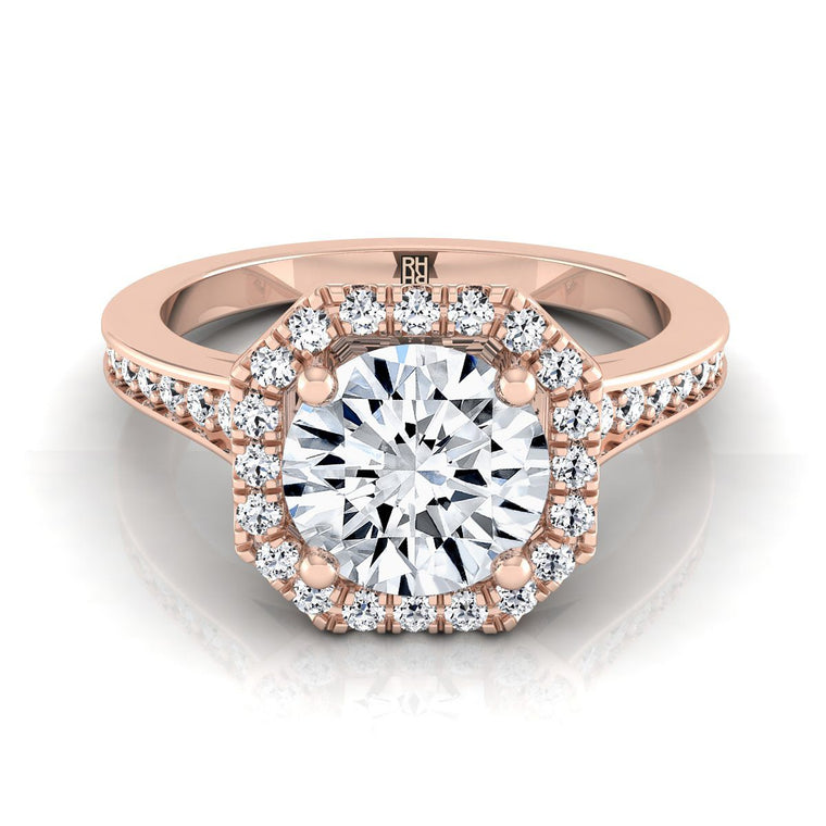 The Genesis Select Halo Round Lab Diamond Engagement Ring in 14K Rose Gold