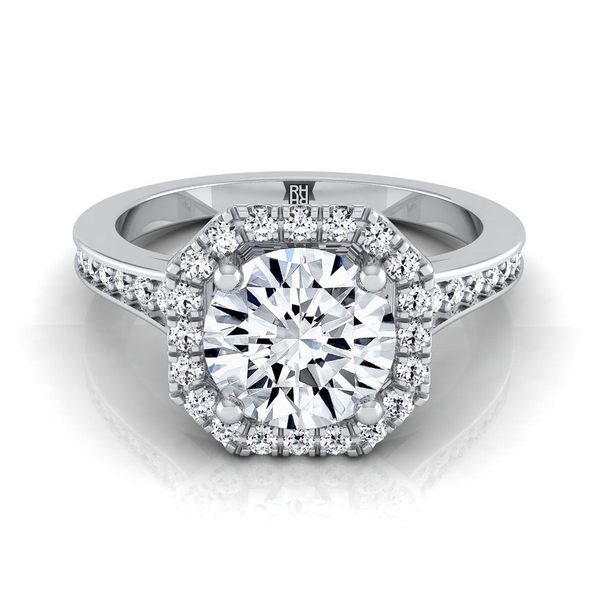 Genesis Select Halo Round Lab Diamond Engagement Ring in 18K White Gold | RockHer