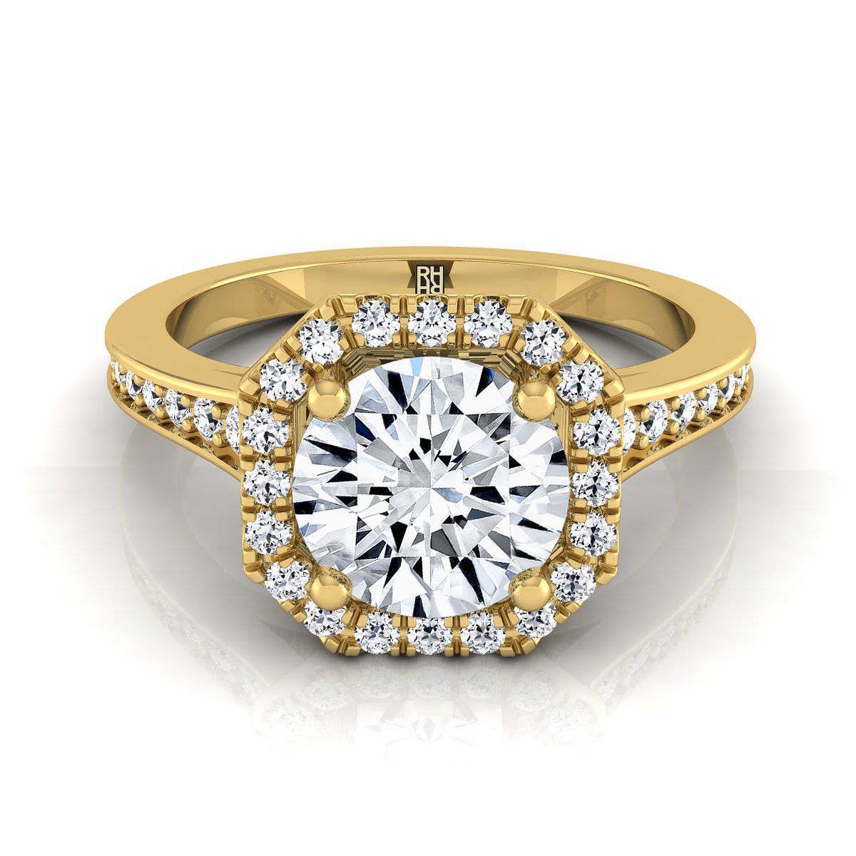 Genesis Select Halo Round Lab Diamond Engagement Ring in 18K Yellow Gold | RockHer