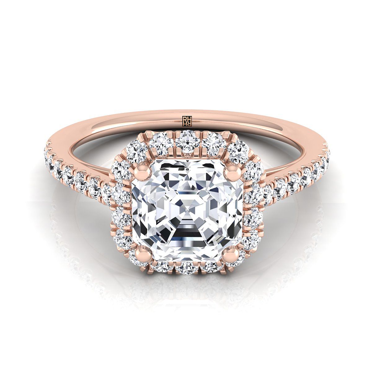 The Dylan asscher engagement ring setting in 14K Rose Gold | RockHer