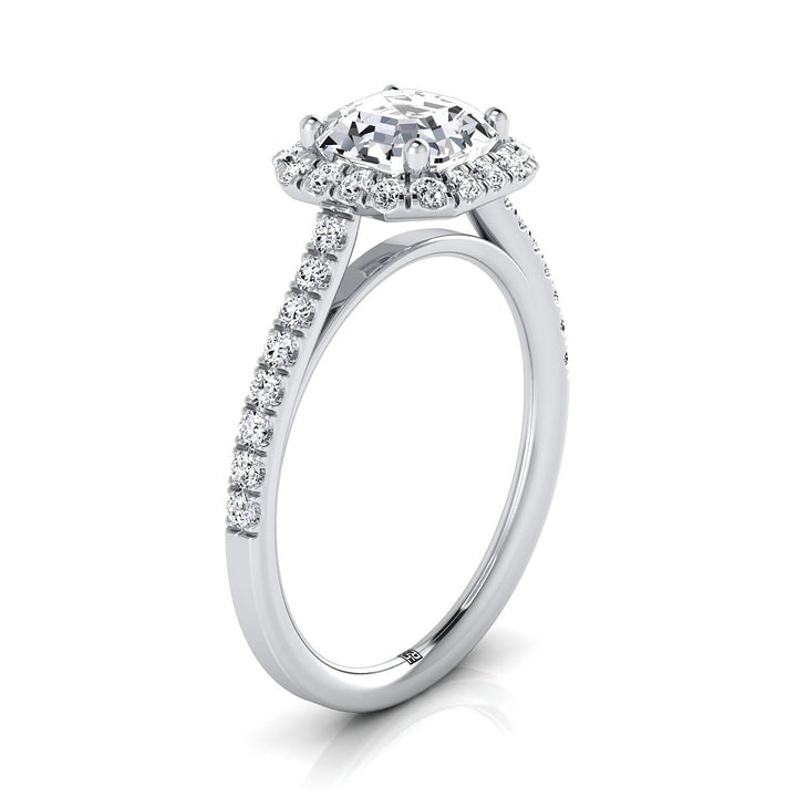 Dylan Select Halo Asscher Cut Lab Diamond Engagement Ring in 18K White Gold | RockHer