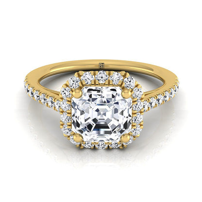 Dylan Select Halo Asscher Cut Lab Diamond Engagement Ring in 18K Yellow Gold | RockHer