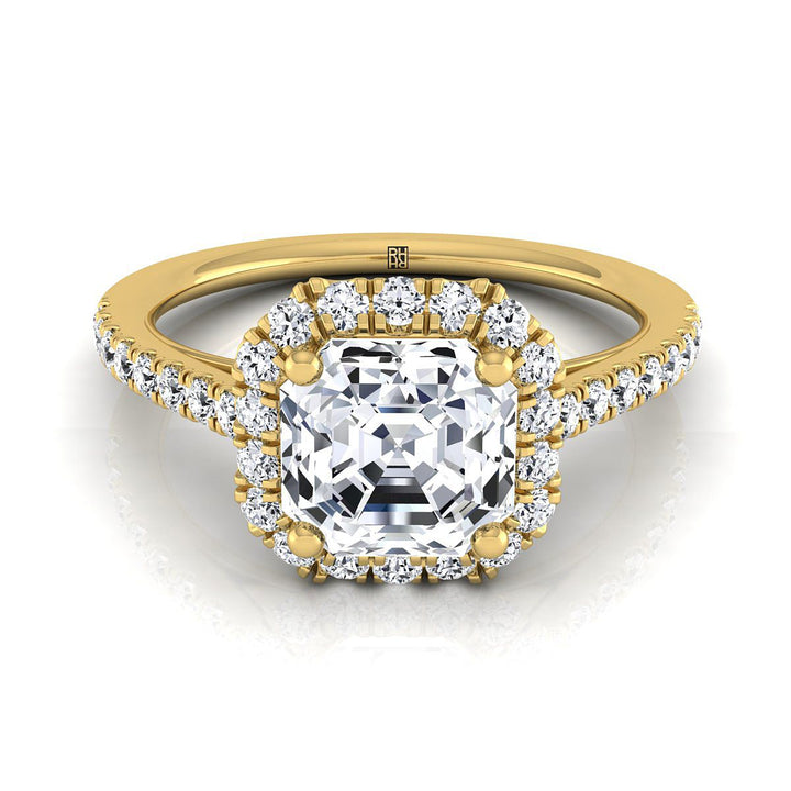 Dylan Select Halo Asscher Cut Lab Diamond Engagement Ring in 18K Yellow Gold | RockHer