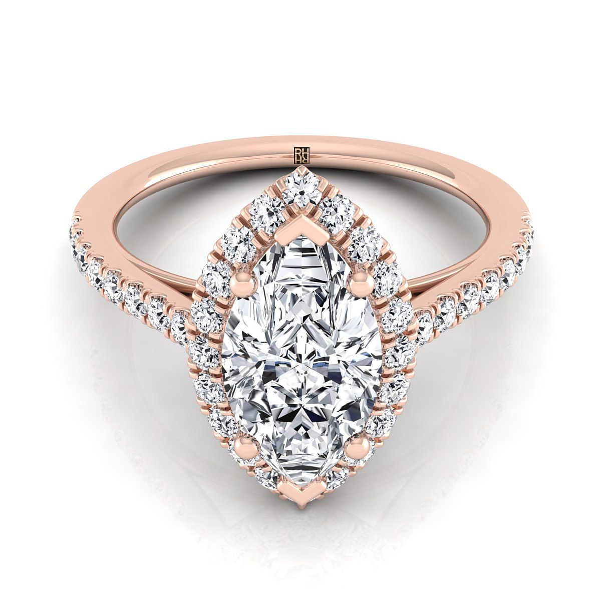 Dylan Select Halo Marquise Lab Diamond Engagement Ring in 14K Rose Gold | RockHer