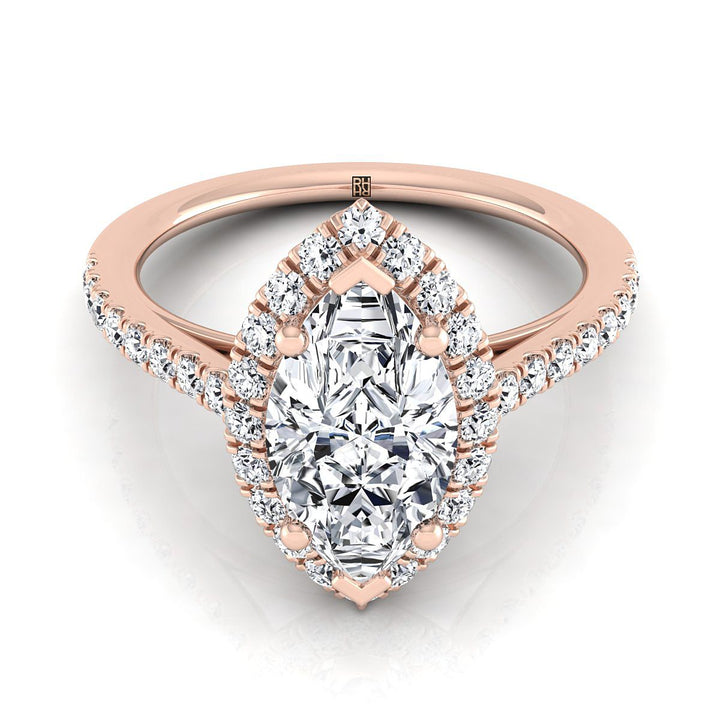 Dylan Select Halo Marquise Lab Diamond Engagement Ring in 14K Rose Gold | RockHer