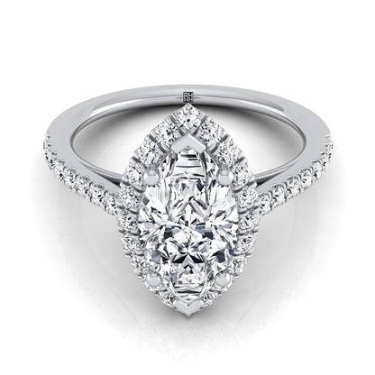 Petite French Pavé Halo Marquise, in Platinum, pave setting | RockHer