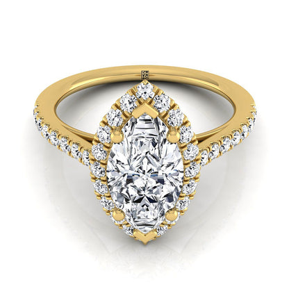 Dylan Select Petite French Pavé Halo Marquise Lab Diamond Engagement Ring in 14K Yellow Gold | RockHer