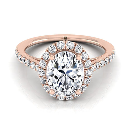 Petite French Pavé Halo Oval, in 14K Rose Gold, pave setting – view 8 | RockHer