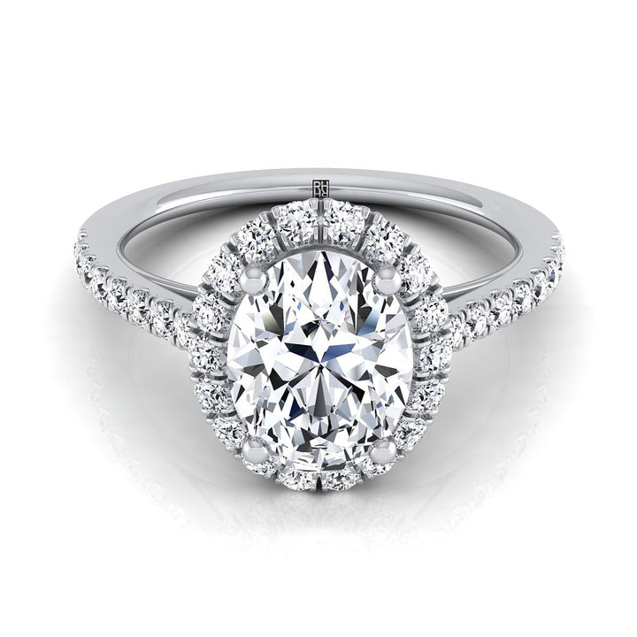 Petite French Pavé Halo Oval, in Platinum, pave setting – view 8 | RockHer