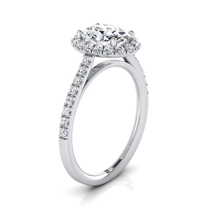 Dylan Select Petite French Pavé Halo Oval Engagement Ring, in Platinum, pave setting – view 8 | RockHer