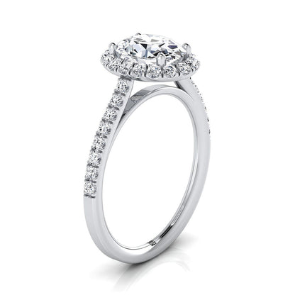 Petite French Pavé Halo Oval, in 18K White Gold, pave setting – view 9 | RockHer