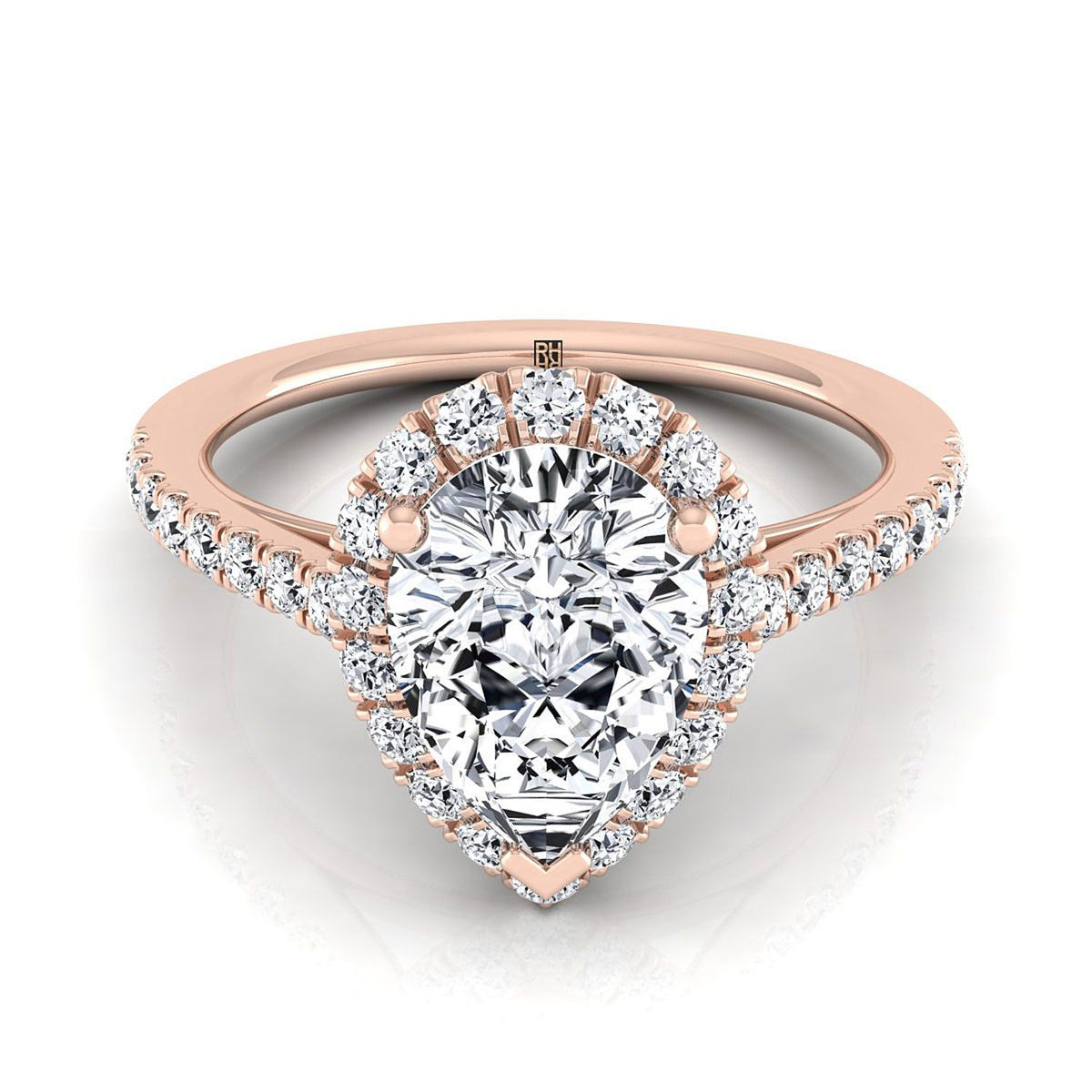 Dylan Select Halo Pear Lab Diamond Engagement Ring in 14K Rose Gold | RockHer