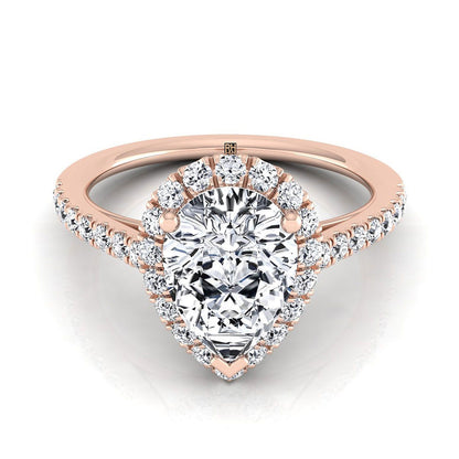 Dylan Select Halo Pear Lab Diamond Engagement Ring in 14K Rose Gold | RockHer