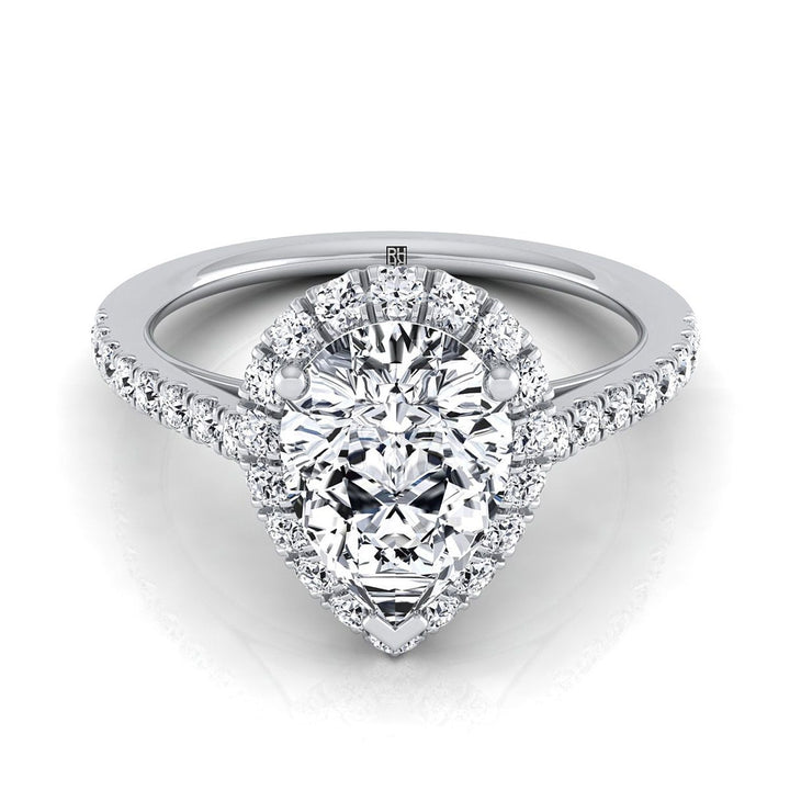 Dylan Select Halo Pear Lab Diamond Engagement Ring in 18K White Gold | RockHer