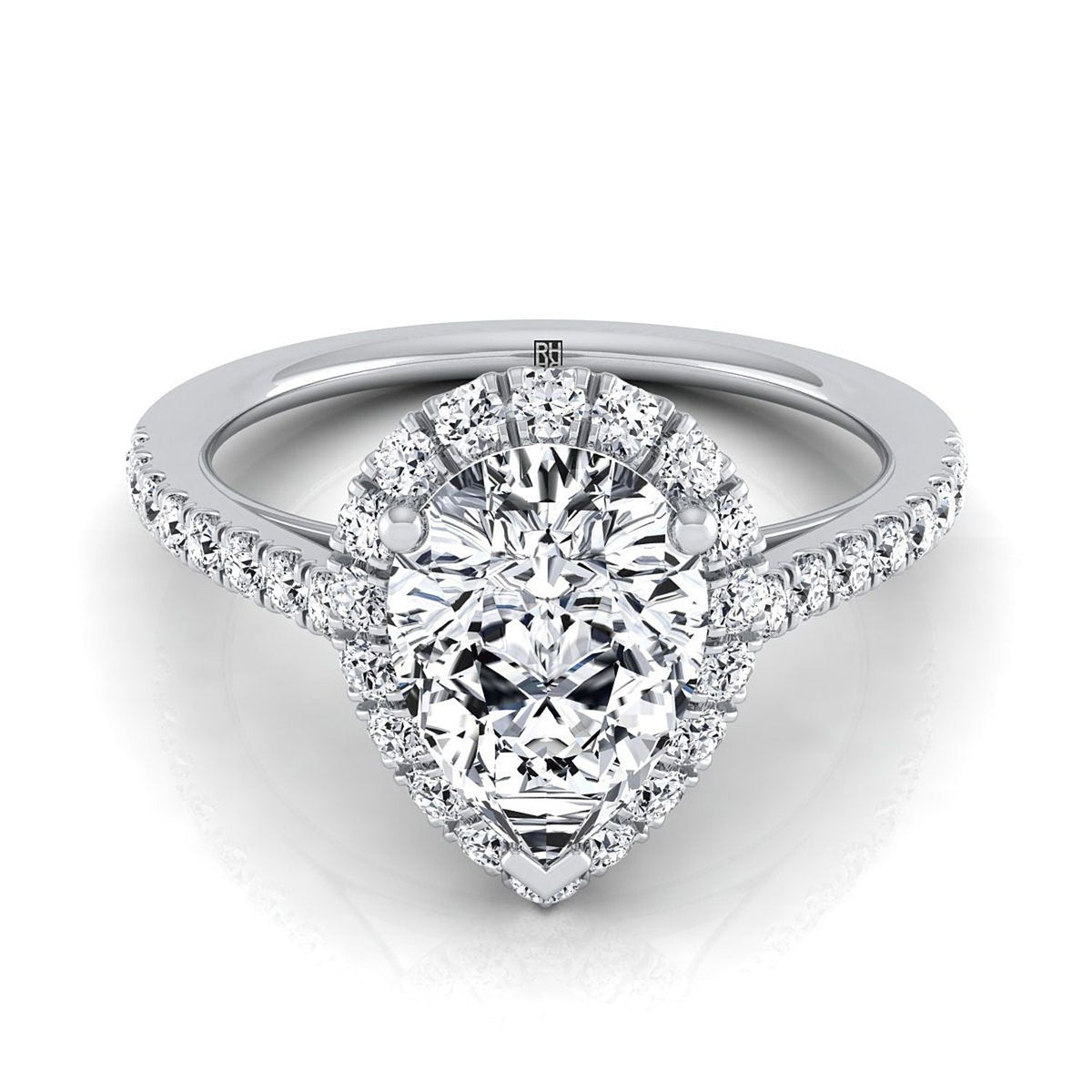 Dylan Select Halo Pear Lab Diamond Engagement Ring in Platinum | RockHer