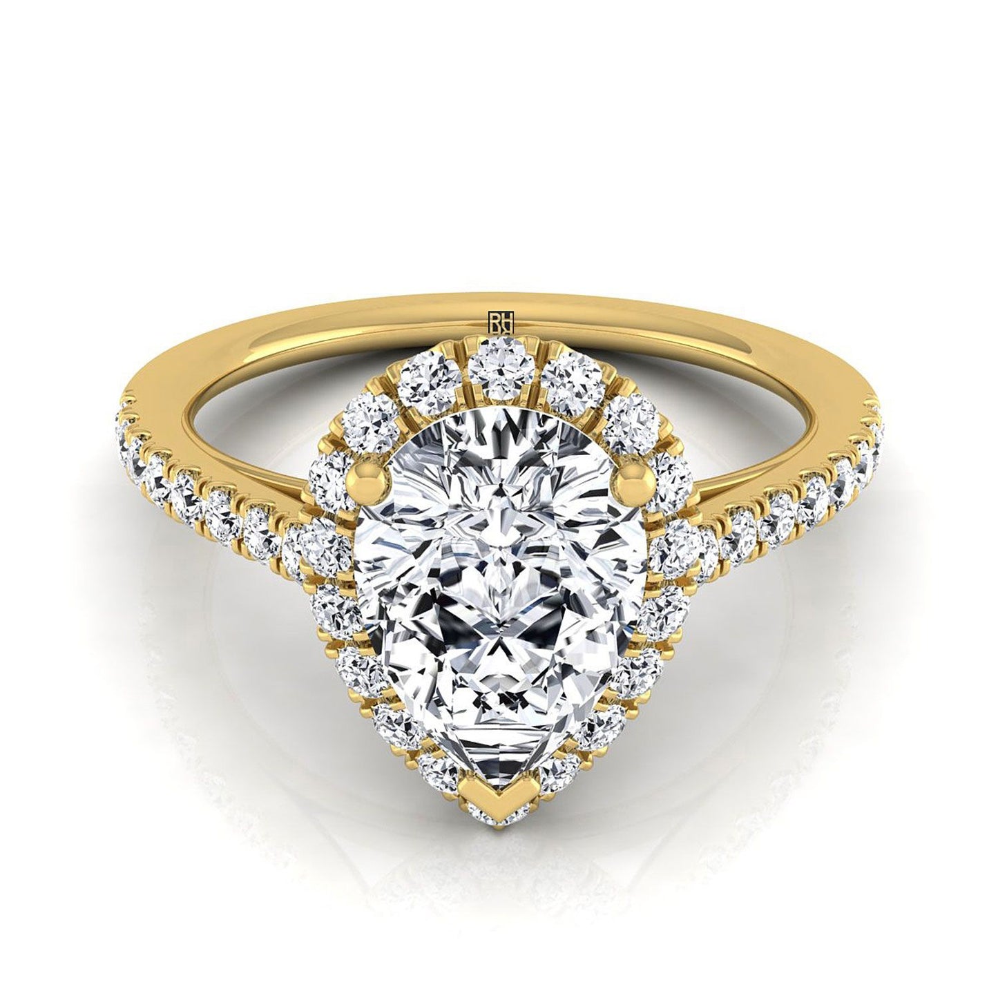 Dylan Select Halo Pear Lab Diamond Engagement Ring in 18K Yellow Gold | RockHer