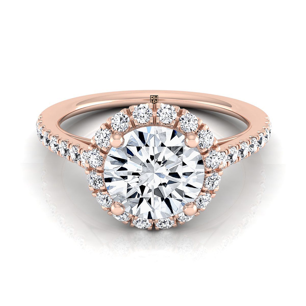 Dylan Select Halo Round Lab Diamond Engagement Ring in 14K Rose Gold | RockHer