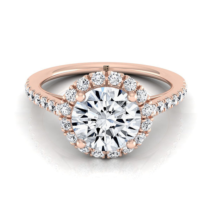 Dylan Select Halo Round Lab Diamond Engagement Ring in 14K Rose Gold | RockHer