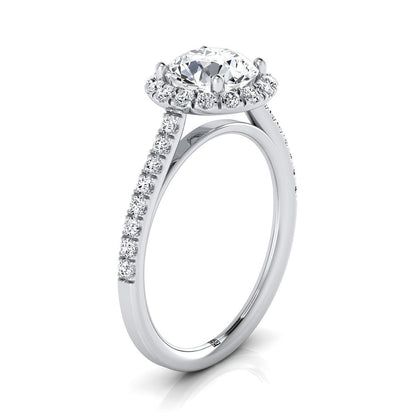 Dylan Select Petite French Pavé Halo Round Lab Diamond Engagement Ring in 18K White Gold | RockHer