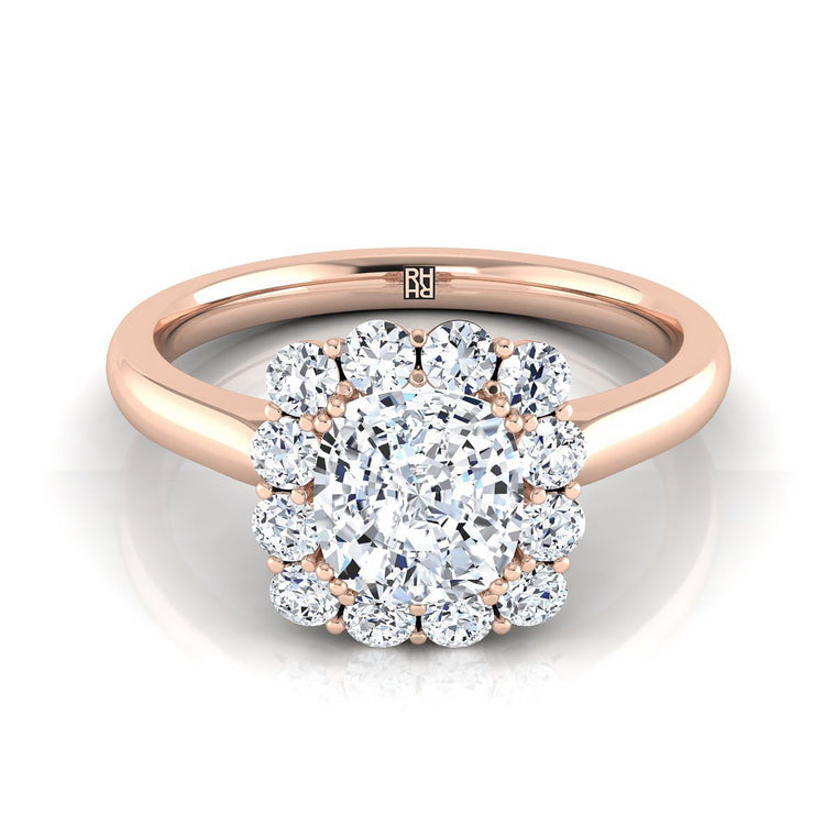 The Guthrie Select Halo Cushion Cut Lab Diamond Engagement Ring in 14K Rose Gold