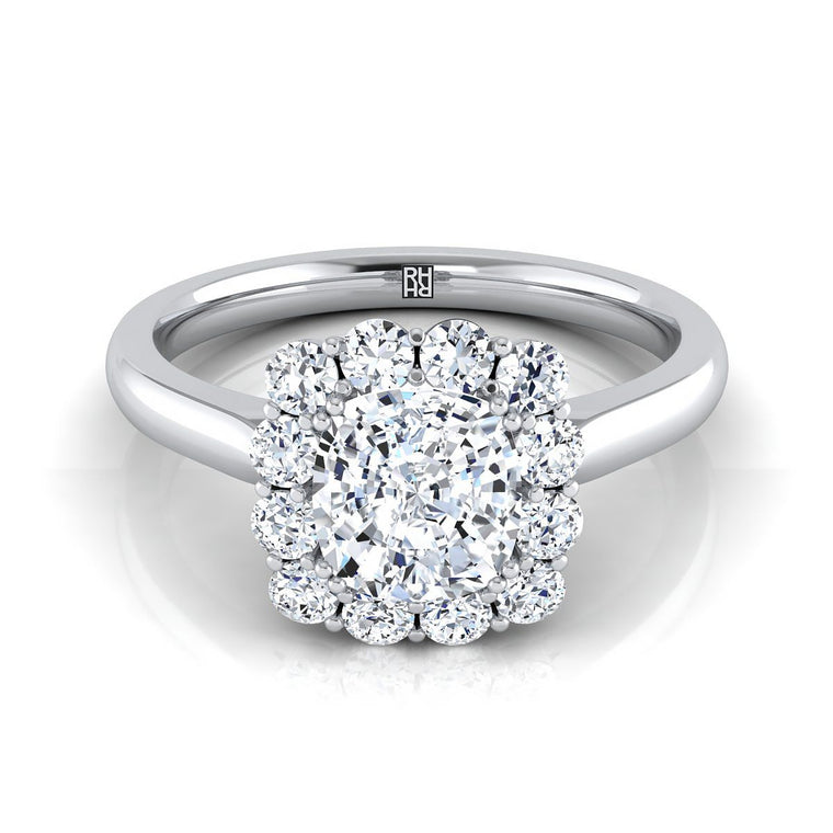 The Guthrie Select Halo Cushion Cut Lab Diamond Engagement Ring in 18K White Gold