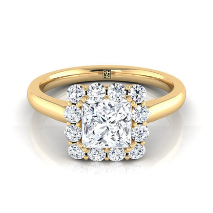 Floral Prong Halo Princess, in 18K Yellow Gold | RockHer