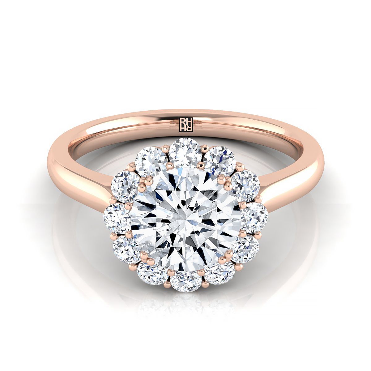 The Guthrie round engagement ring setting in 14K Rose Gold | RockHer