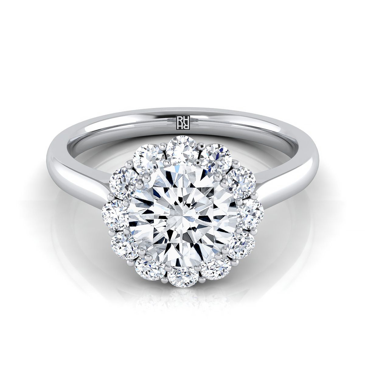 The Guthrie round engagement ring setting in Platinum | RockHer