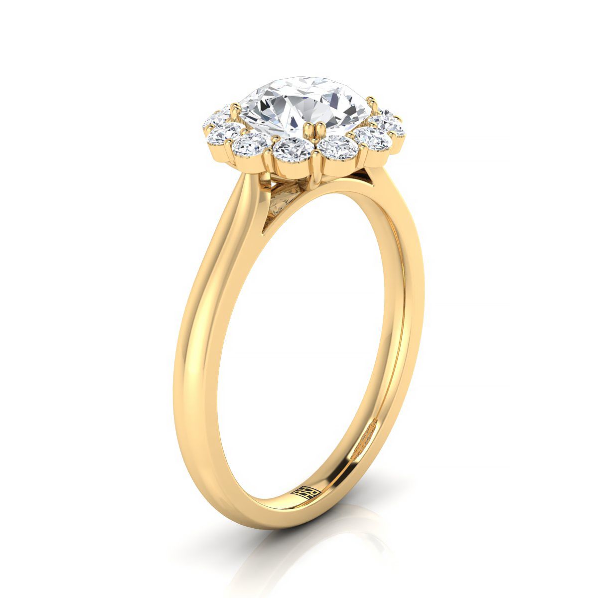 The Guthrie Select Halo Engagement Ring with Lab Diamond in 18K Yellow Gold - view 2
