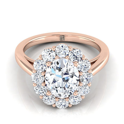 Floral Prong Halo Oval, in 14K Rose Gold | RockHer