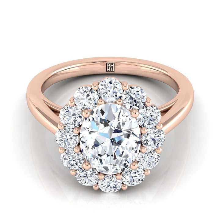 Floral Prong Halo Oval, in 14K Rose Gold | RockHer
