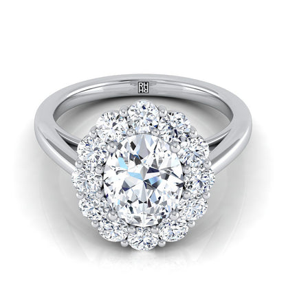 Floral Prong Halo Oval, in Platinum – view 8 | RockHer
