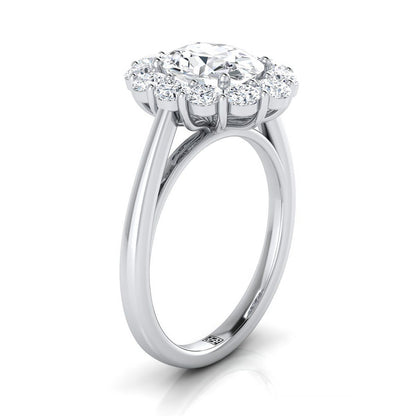 Floral Prong Halo Oval, in Platinum – view 9 | RockHer