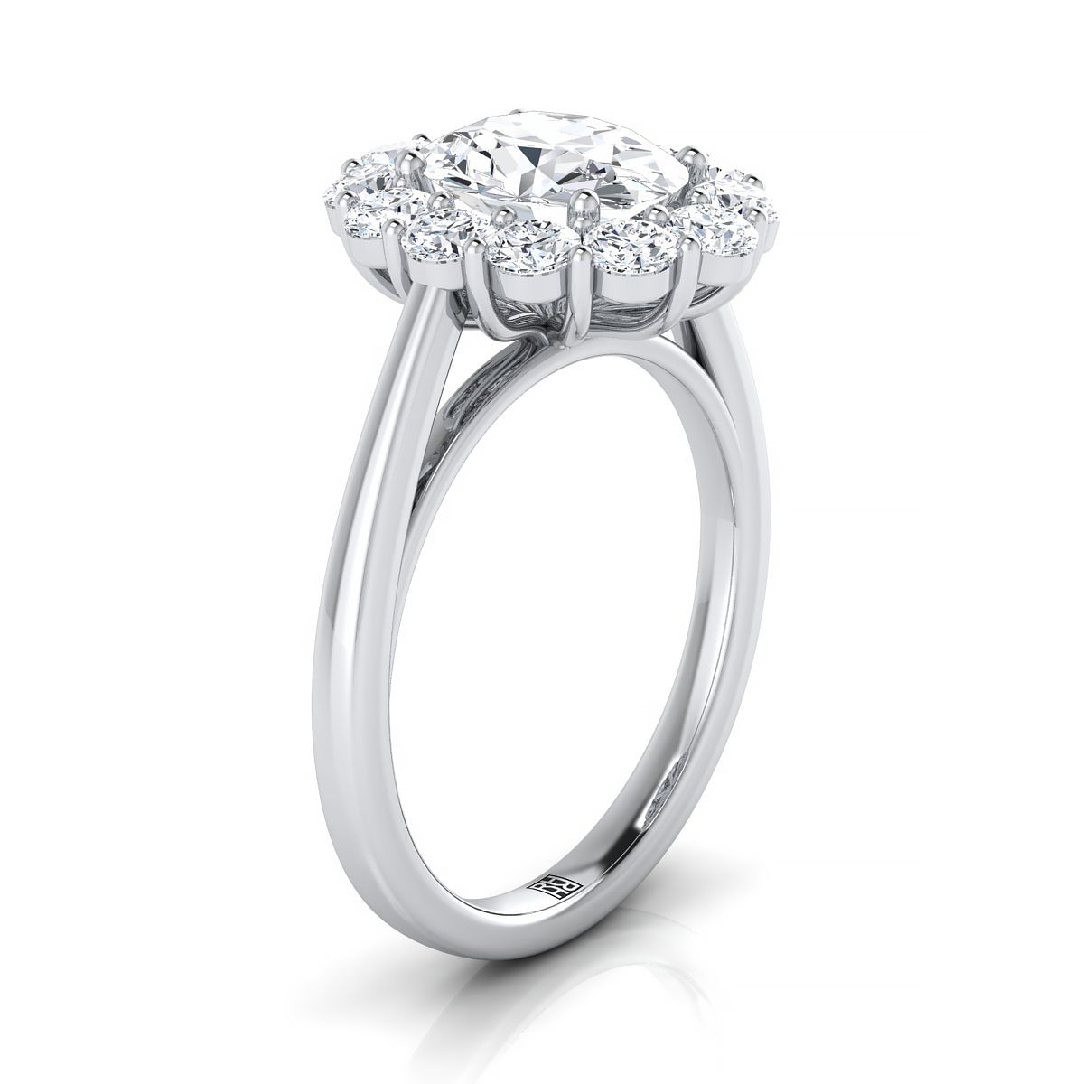 RockHer atelier photo of The Faith oval engagement ring setting in 18K White Gold