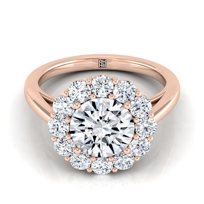 Round Brilliant, Floral Prong Halo Round, in 14K Rose Gold | RockHer