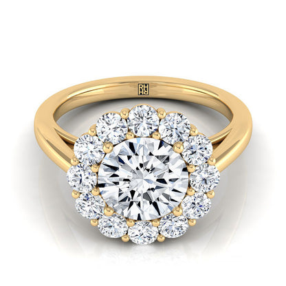 The Faith Select Halo Engagement Ring with Lab Diamond in 18K Yellow Gold - view 1