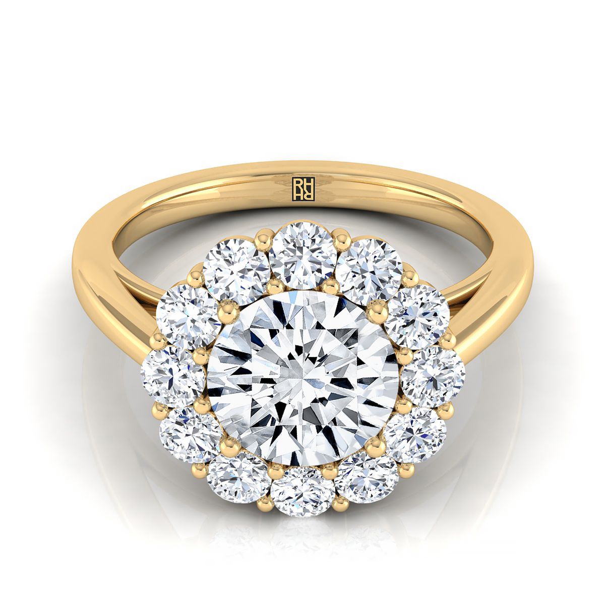 The Faith round engagement ring setting in 18K Yellow Gold | RockHer