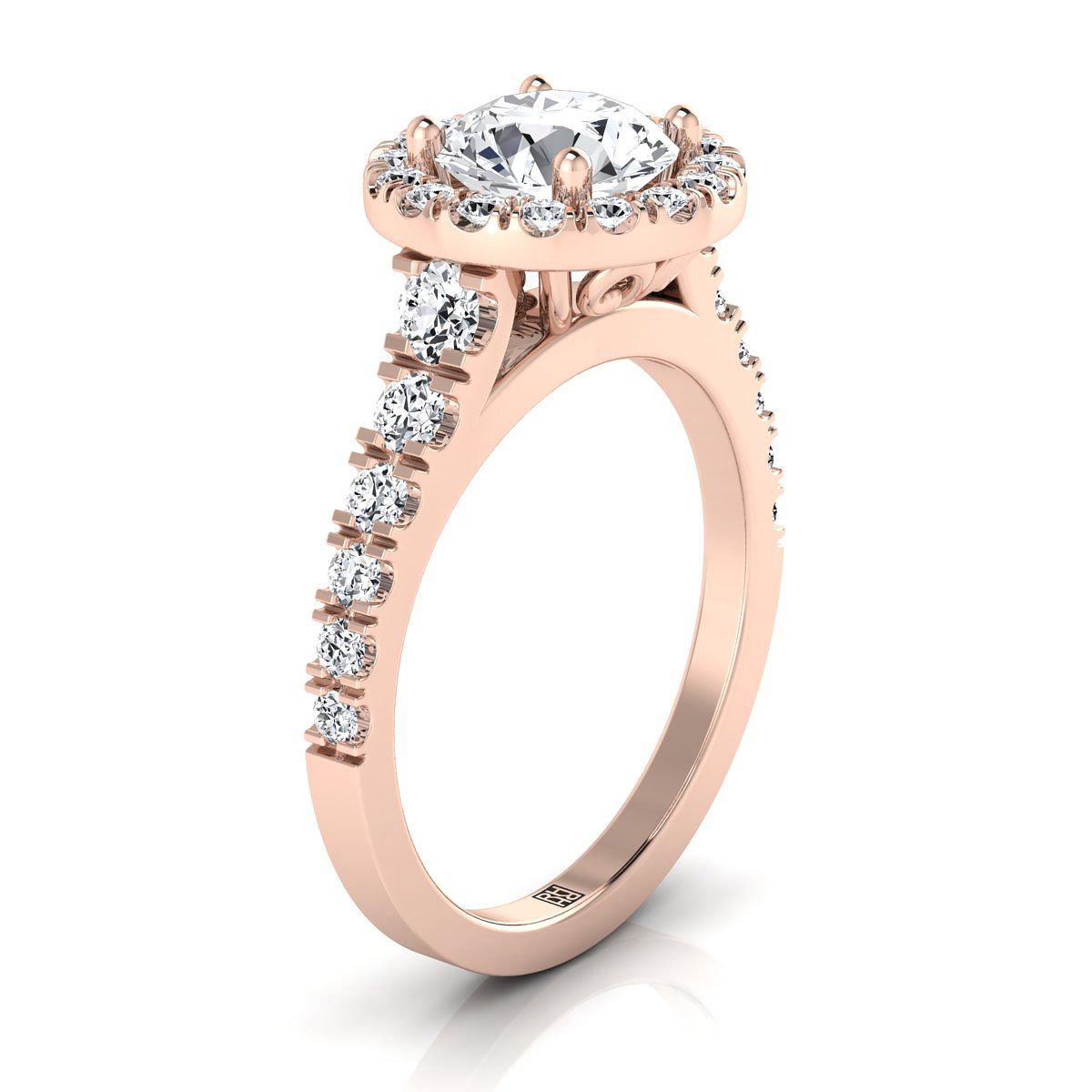 RockHer atelier photo of The Lucille round engagement ring setting in 14K Rose Gold
