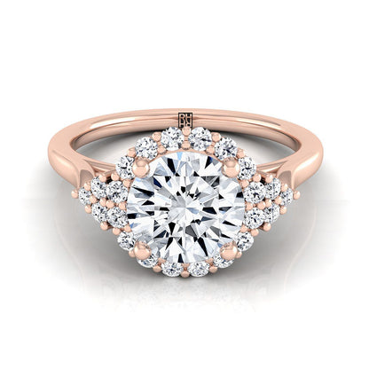 Round Brilliant, Scroll Gallery Halo, in 14K Rose Gold, pave setting – view 8 | RockHer