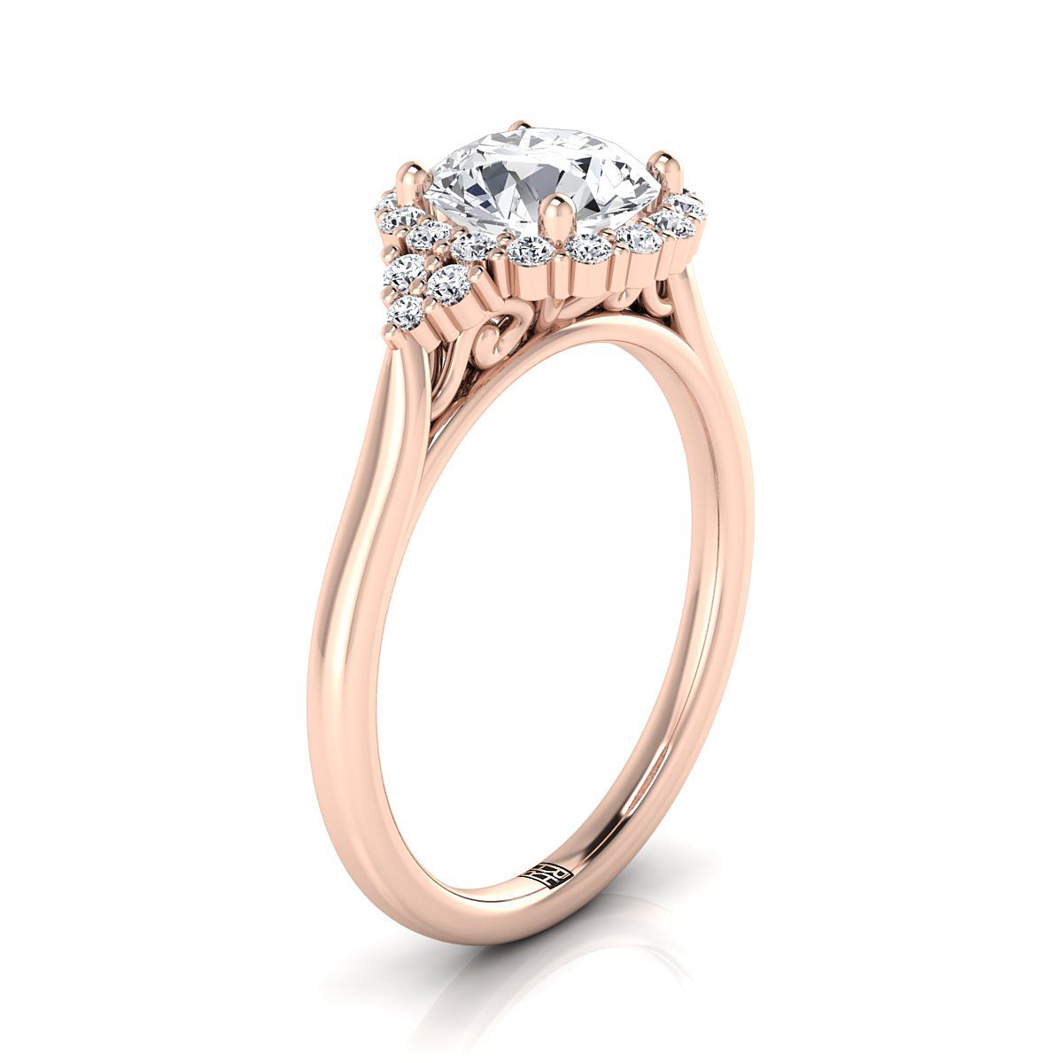 RockHer atelier photo of The Kai round engagement ring setting in 14K Rose Gold