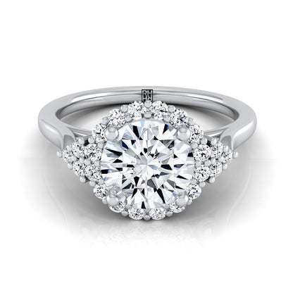 Kai Select Scroll Gallery Halo Round Lab Diamond Engagement Ring in 14K White Gold | RockHer