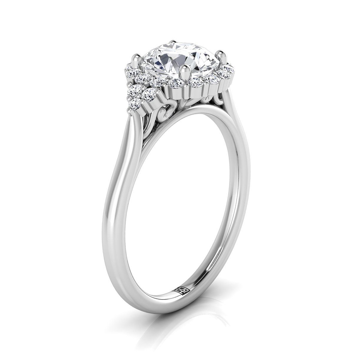 RockHer atelier photo of The Kai round engagement ring setting in 18K White Gold