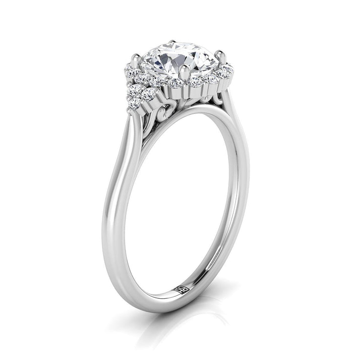 Kai scroll gallery halo engagement ring in platinum with round lab diamond — RockHer