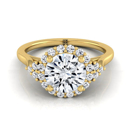 Round Brilliant, Scroll Gallery Halo, in 18K Yellow Gold, pave setting – view 8 | RockHer