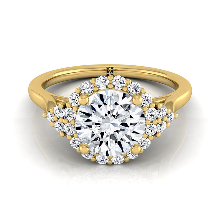 Round Brilliant, Scroll Gallery Halo, in 18K Yellow Gold, pave setting – view 8 | RockHer