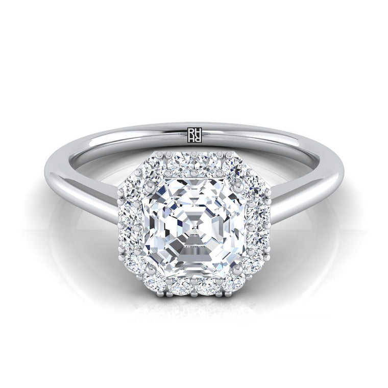 The Etta Select Halo Asscher Cut Lab Diamond Engagement Ring in 18K White Gold