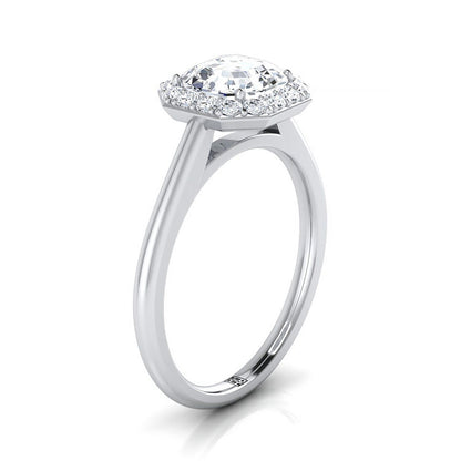 Classic Shared Prong Halo Asscher, in Platinum, pave setting – side profile | RockHer