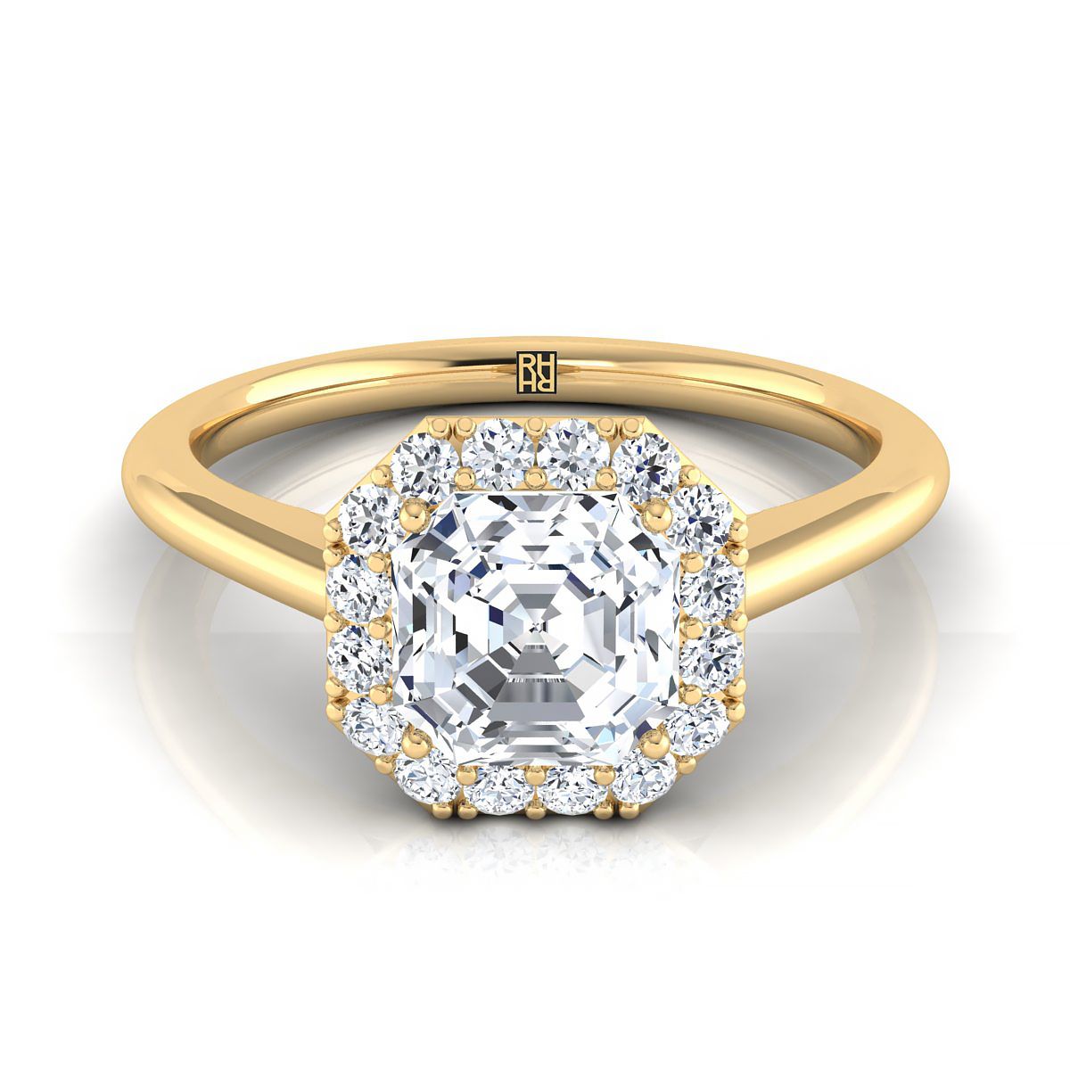 The Etta asscher engagement ring setting in 18K Yellow Gold | RockHer