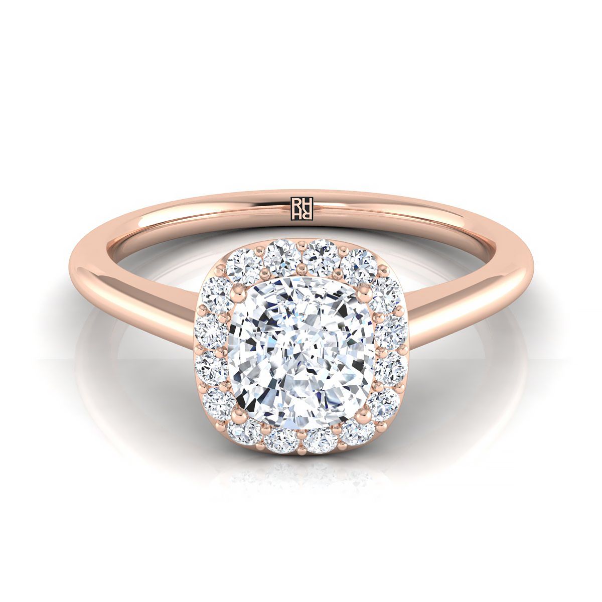 The Etta cushion engagement ring setting in 14K Rose Gold | RockHer